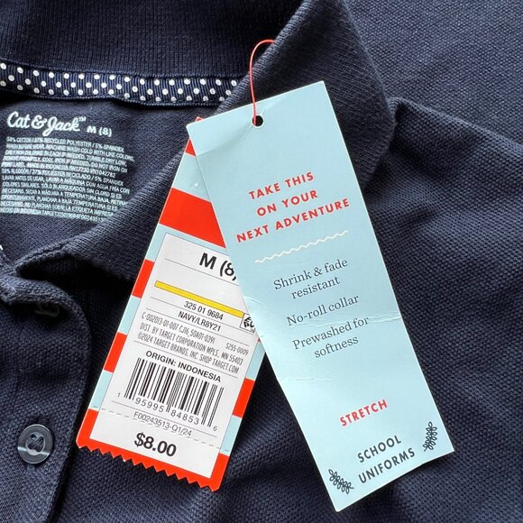 Cat & Jack Girls Khaki Skort w/ Built-In Shorts L, XL & Navy Polo Shirt 8 - 3pk - Picture 12 of 13